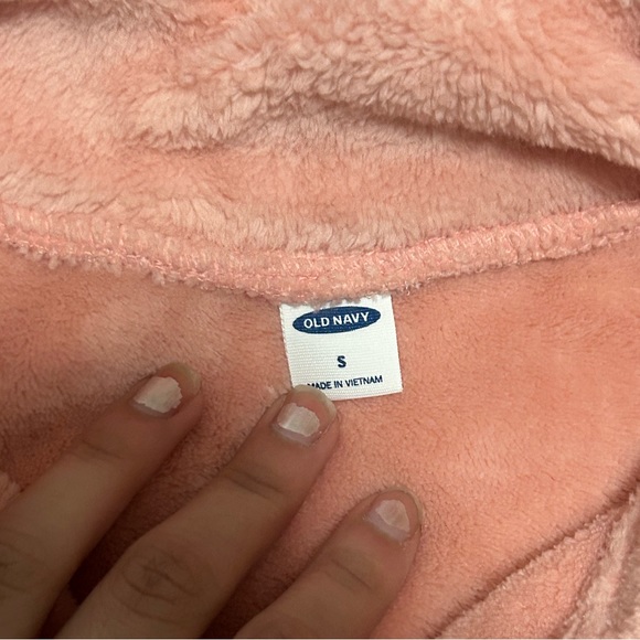 Salmon Pink Fluffy Cropped Quarter Zip - Picture 2 of 2